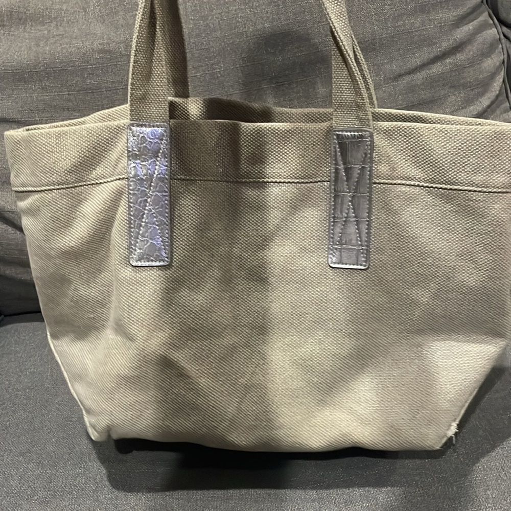 Michael Kors Canvas Tote with Silver Accents on Handle and logo emblem - Picture 6 of 14